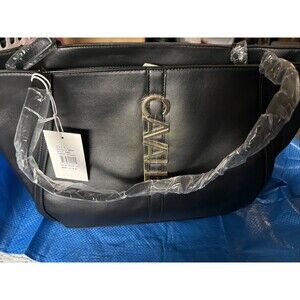 NWT Cavalli Class Large Sandra Shopper Tote Bag Satchel Black Onyx